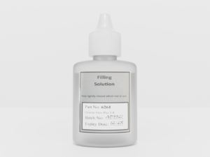 Image showing a bottle of chloride flow plus filling solution.