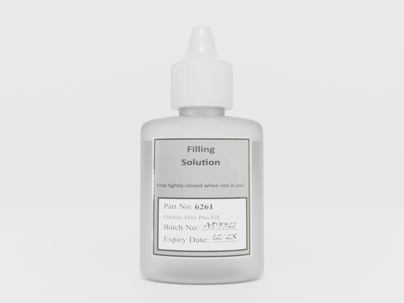 Image showing a bottle of chloride flow plus filling solution.