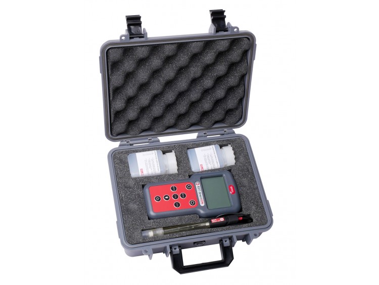 An image showing a pH meter and accessories.