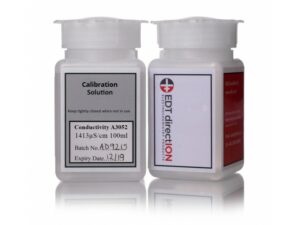 An image showing bottles of 1413 conductivity standard solutions.