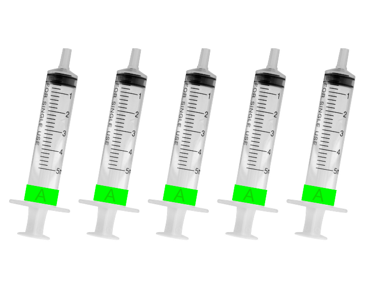 Image showing five 5ml Syringe A