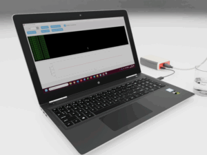 Image showing a laptop with the conductivity transmitter app running.