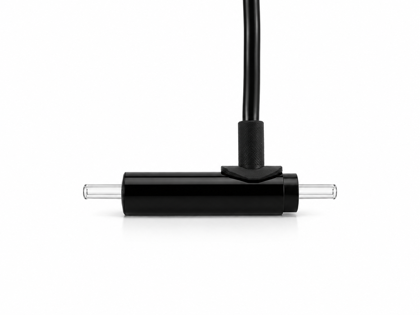 A close up shot of the glass tubing in the Conductivity Flow Cell